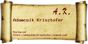 Adamcsik Krisztofer névjegykártya